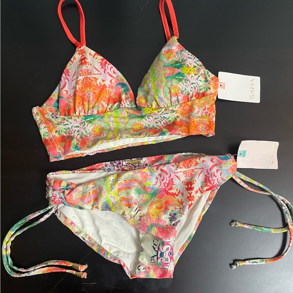 NWT Saha Floral Multi Colores Print Bathing Suit